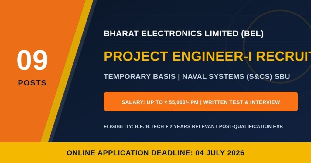 BEL Project Engineer Recruitment 2026