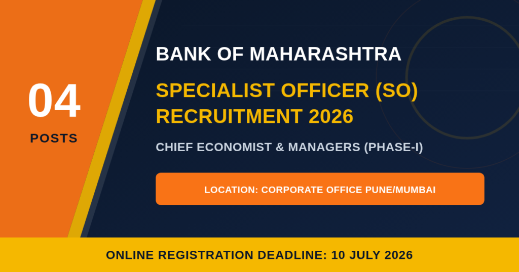 Bank of Maharashtra Specialist Officer Recruitment 2026