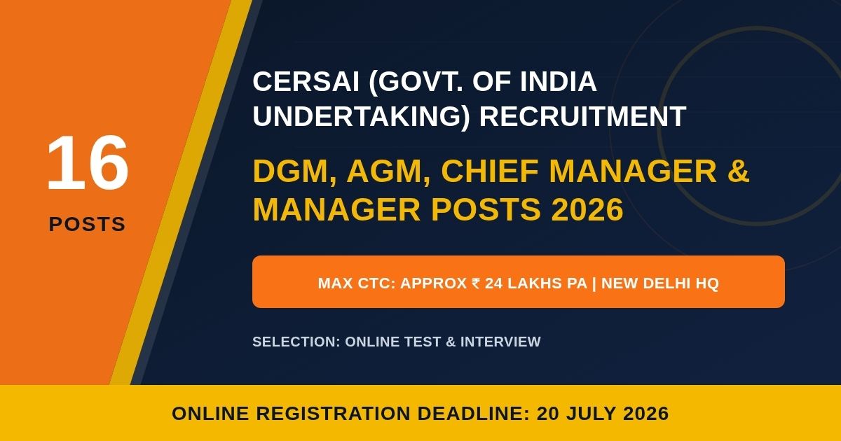 CERSAI Recruitment 2026