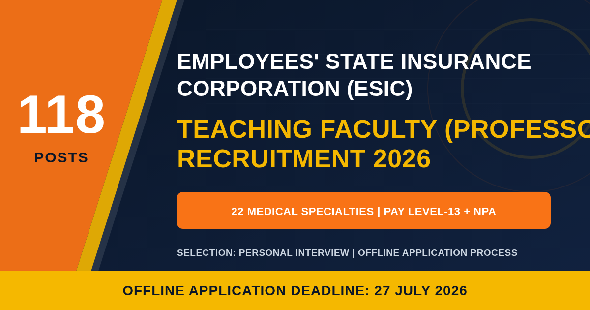 ESIC Teaching Faculty Recruitment 2026