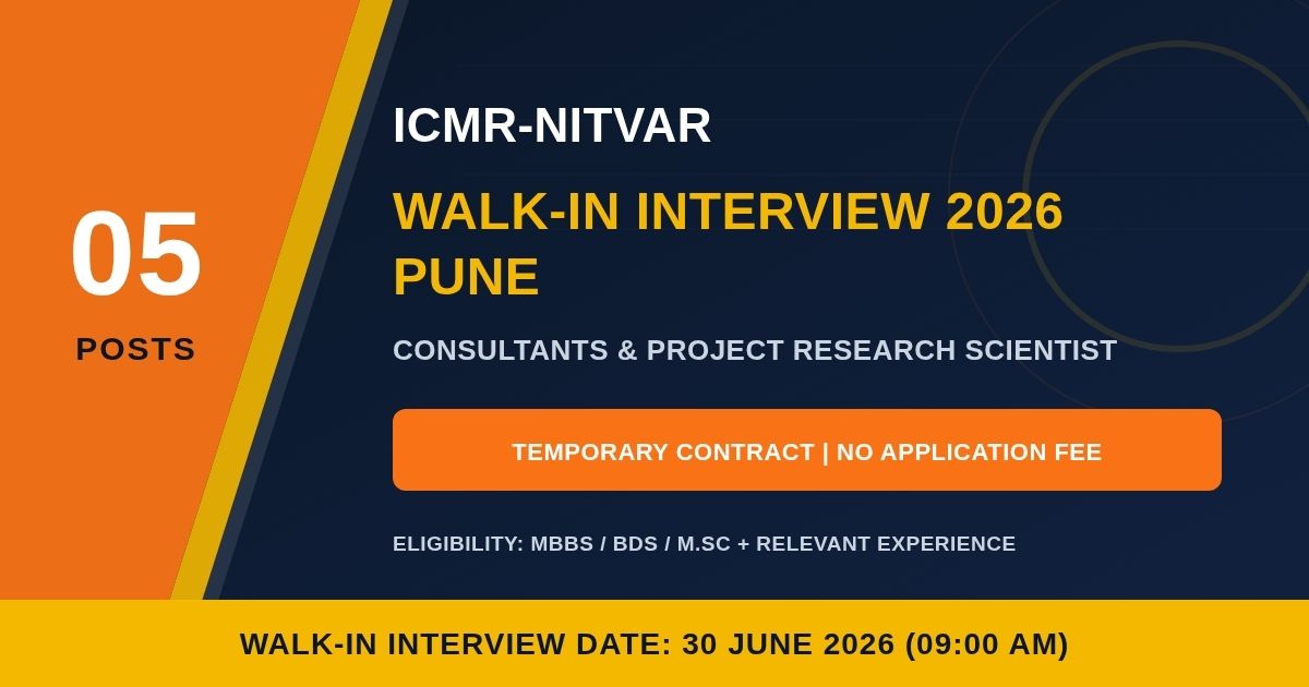 ICMR NITVAR Recruitment 2026