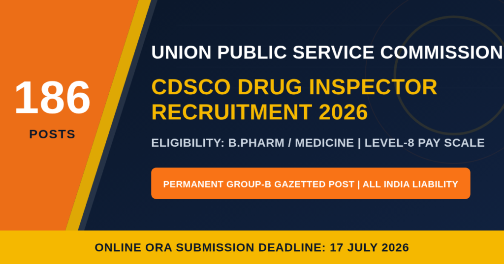 UPSC Drug Inspector Recruitment 2026