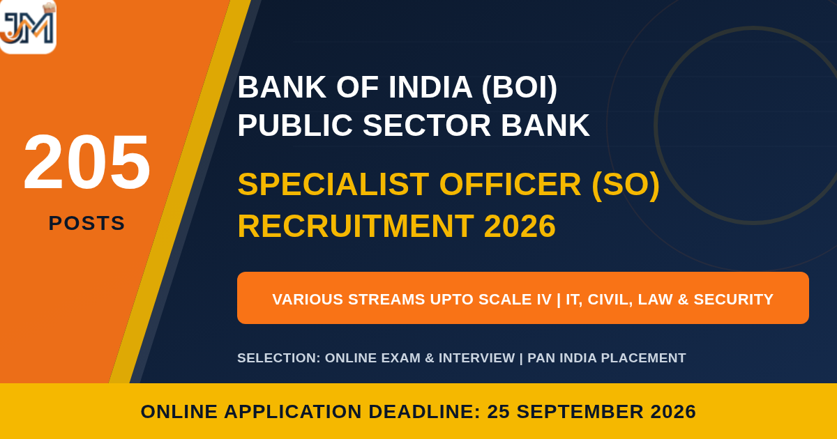Bank of India SO Recruitment 2026