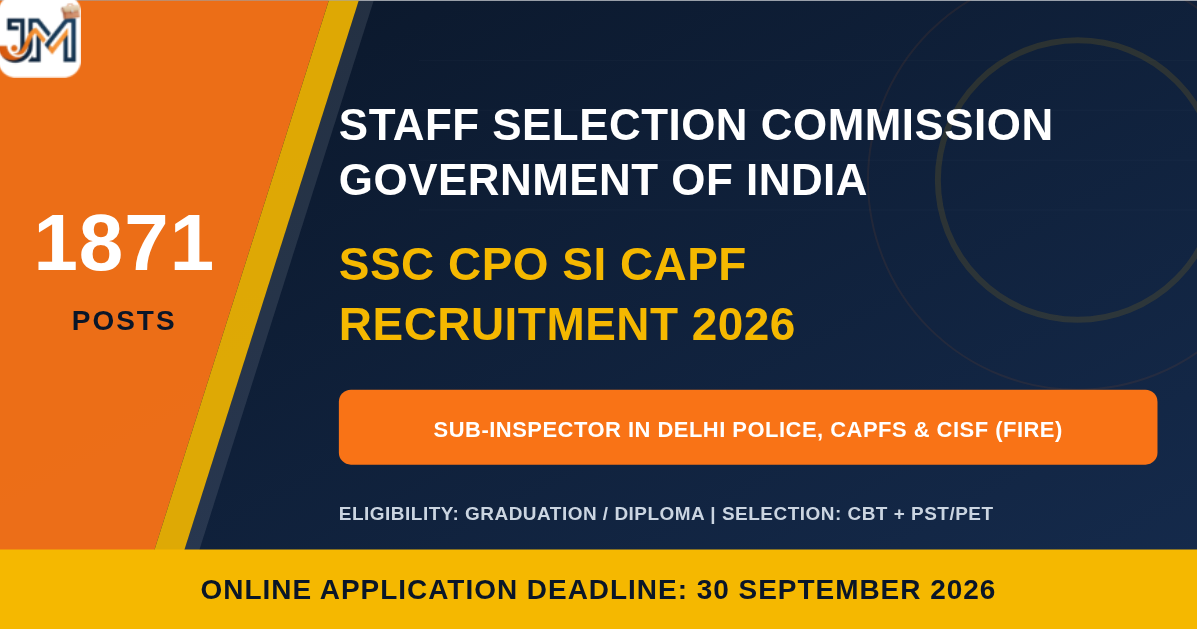 SSC CPO SI CAPF Recruitment 2026