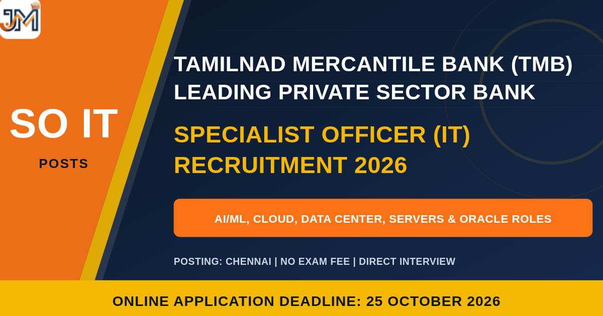 TMB SO IT Recruitment 2026